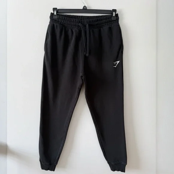 Gymshark EUC Black Tapered Joggers Athletic Fleece Sweatpants Menβs M Gym Fit - Picture 3 of 16